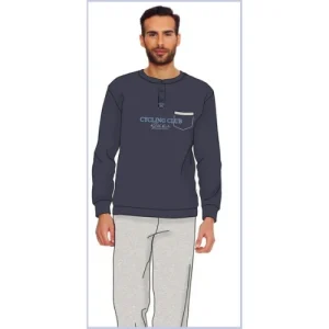 Irge Primavera - Pigiama Uomo Cotone Lungo In Jersey Puro Cotone Con Taschino  Art. Mil2061