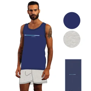 Y&m - Pigiama Uomo Corto Spalla Larga In Jersey Puro Cotone Con Stampa  Ymc535