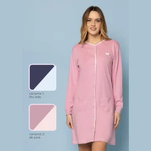 Irge - Camicia Da Notte Invernale Aperta Avanti In Caldo Cotone 100%  Art. Iri2183