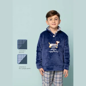 Irge - Pigiama Bimbo Lupetto 3 Bottoni  In Caldo Coral Con Ricamo Art. Ikc428