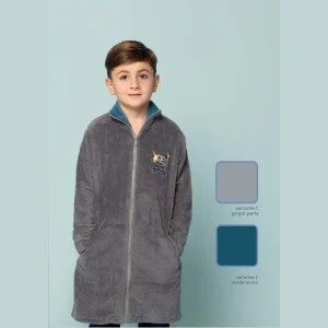 Irge - Vestaglietta Bimbo Con Zip In Caldo Coral Con Ricamo Art. Ikc432