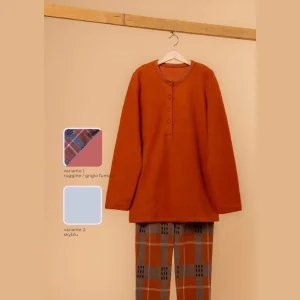 Irge - Pigiama Donna Invernale Punto Milano Aperto Fantasia E Pantalone Con Elastico No Stress Art. Ptd63