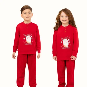 Irge -  Pigiama Bimba In Caldo Cotone Disegno Babbo Natale (disponibile  Per Tutta La Famiglia) Art. Xmaski23