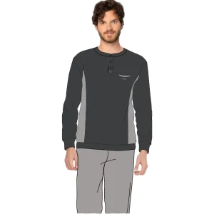 Y&m - Pigiama Uomo Serafino 3 Bottoni Con Taschino In Caldo Cotone  Art. Ymi601