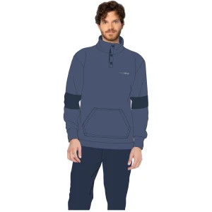 Irge - Pigiama Uomo Invernale Con Chiusura 3 Bottoni Lupetto Collo Alto In Caldo Pile Con Tasca Marsupio E Ricamo  Art. Y&mp600