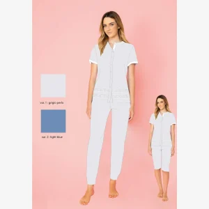 Irge Estate Pigiama Donna 3 Pezzi Calibrato M/manica+pant. Lungo+corto In Cotone App/pizzo Art. Tdc23