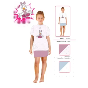 Irge Estate  Pigiama Corto Bimba Mezza Manica Con Stampa 100% Cotone  Art. Ikc475