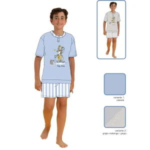 Irge Estate  Pigiama Bimbo Corto Mezza Manica Con Stampa In Puro Cotone  Art. Ikc459