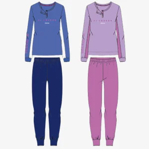 El Charro Primavera  Pigiama Donna Serafino Lungo In Jersey Puro Cotone Con Stampa Art. Elp27