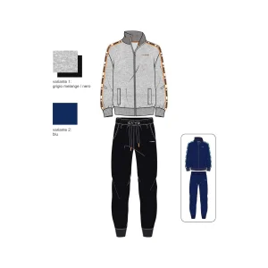 El Charro  Tuta Uomo Full-zip In French Terry Manica Lunga 100% Cotone Art. Gcm186