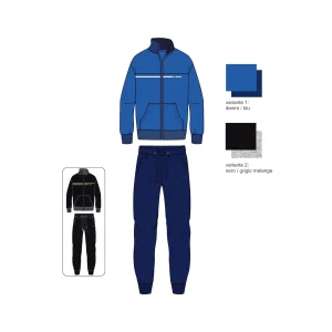 El Charro  Tuta Uomo Full-zip In French Terry Manica Lunga 100% Cotone Art. Gcm189