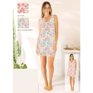 Irge Estate Pigiama Donna Corto Spalla Larga Fantasia In Puro Cotone  Art. Mic2320