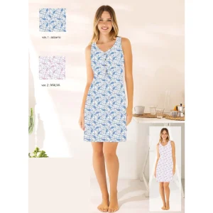 Irge Estate Camicia Da Notte Spalla Larga In Puro Cotone Stampata  Art. Mic2374