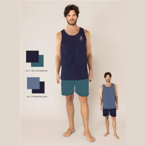 Irge Estate  Pigiama Uomo Calibrato Corto Spalla Larga In Jersey 100% Cotone  Art. Cumc106