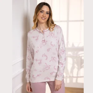 Irge Inverno Donna Pigiama Serafino 4 Bottoni In Caldo Cotone 100% Stampato Art. Iri2452