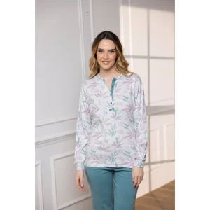 Irge Inverno Donna Pigiama Serafino 4 Bottoni In Caldo Cotone 100% Stampato  Art. Iri2459