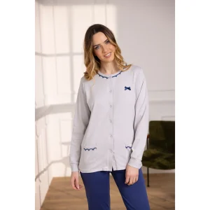Irge Inverno Donna Pigiama Bicolore Calibrato Aperto In Caldo Cotone 100%  Art. Cdi232
