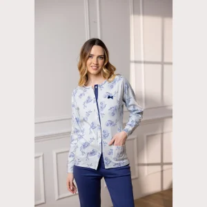 Irge Inverno Donna Pigiama Calibrato Aperto In Caldo Cotone 100% Con Maglia Fantasia Art. Cdi234