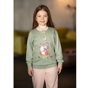 Irge Inverno Bimba Pigiama Serafino In Caldo Cotone 100% Bicolore Con Stampa Art. Iki499