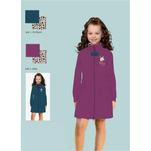 Irge Home  Vestaglia Bimba Full Zip In Morbido E Caldo Coral Con Ricamo Art. Ikc510