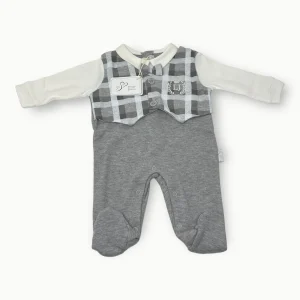 Nazareno Gabrielli Tutina Baby Maschietto In Caldo Cotone Con Applicazioni E Ricamo Art. Lj341-36