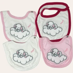 Nancy Baby Idea Regalo Bavetta In Puro Cotone Con Clips Ricamo Elefantino  Art. Ir266-4