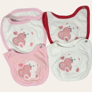 Nancy Baby Idea Regalo Bavetta In Puro Cotone Con Clips Ricamo Orsetto  Art. Ir266-3