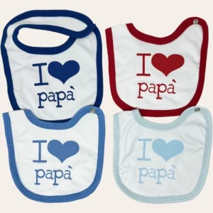 Nancy Baby Idea Regalo Bavetta In Puro Cotone Con Clips Stampa -i Love Papa'-  Art. 280-2