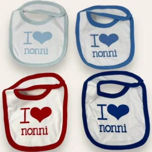 Irge - Bavetta Neonato Stampata - I Love Nonni- In Puro Cotone Con Clips  Art. 280-3