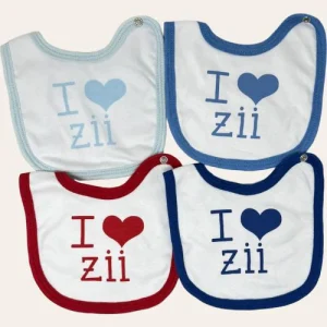 Nancy Baby Idea Regalo Bavetta In Puro Cotone Con Clips Stampa -i Love Zii-  Art. 280-4
