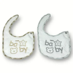 Irge Baby - Bavetta Baby In Jacquard Ricamata Chiusura Con Clips In Puro Cotone  Art. Ir1471-1