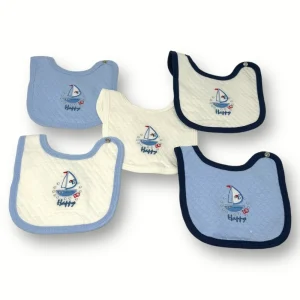 Teneri Bebè - Bavetta Neonato In Jacquard Ricamata Chiusura Con Clips In Puro Cotone  Art. 260-6