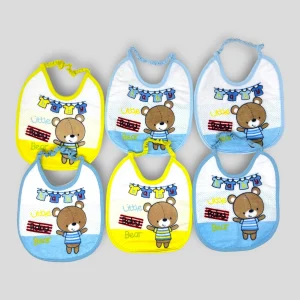 Pastello 6 Pezzi Bavetta Media In Spugna Plastificata Stampata Con Elastico Art. Bav9061m