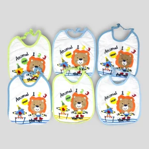 Pastello 6 Pezzi Bavetta Media In Spugna Plastificata Stampata Con Elastico Art. Bav9066m