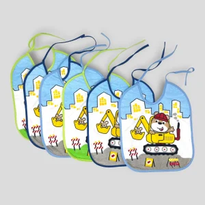 Pastello 6 Pezzi Bavetta Grande In Spugna Plastificata Stampata Con Laccetti Art. Bav9068m