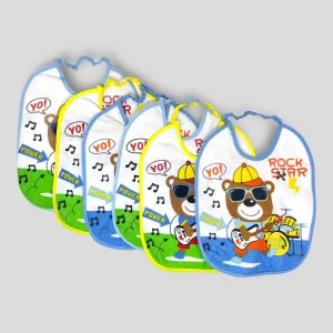 Pastello 6 Pezzi Bavetta Grande In Spugna Plastificata Stampata Con Elastico Bav9069m