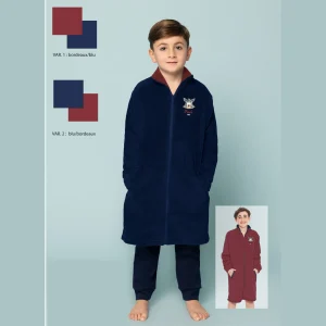 Linea Irge Coral Vestaglia Bimbo Full Zip Con Ricamo (abbinabile Con Pigiama) Art. Ikc523