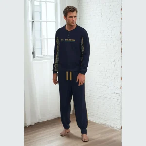 El Charro Inverno Pigiama Serafino Uomo In Caldo Cotone 100% Con Stampa  Art. Elp57