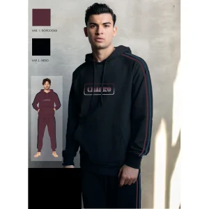 El Charro Fitness Tuta Uomo In Felpa Con Cappuccio E Marsupio Tinta Unita  Art.gcm218