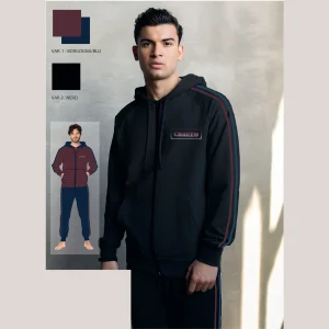 El Charro Fitness Tuta Uomo In Felpa Full Zip Pantalone Con Tasche E Logo Ricamato Art. Gcm221