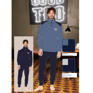 Irge Home Pigiama Uomo Pile Tinta Unita Serafino 3 Bottoni Con Stampa Art. Mip2473