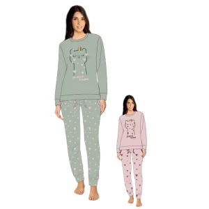 You & Me Inverno Pigiama Donna Fantasia Serafino 3 Bottoni In Caldo Cotone Con Stampa Art. Ymi718