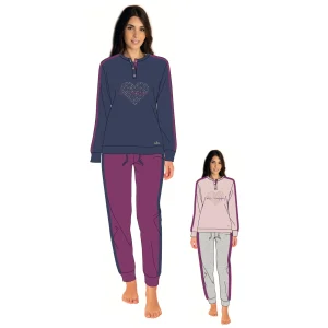 You & Me Inverno Pigiama Donna Fantasia Serafino 3 Bottoni In Caldo Cotone Con Stampa Art. Ymi719