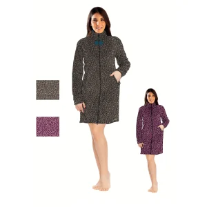 You&me Donna Coral Vestaglia Donna Full Zip In Soffice Coral Stampata Art. Ymc739