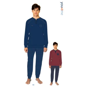 Irge Uomo Pile Pigiama Uomo Serafino In Pile Con Ricamo E Pantalone Fantasia Art. Ymp707