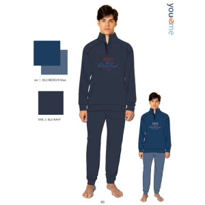 You & Me Uomo Pile Pigiama Uomo 3 Bottoni Lupetto "calibrato" Con Ricamo  Art. Ympc17