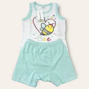 Sognosondesto Pigiama Baby Femminuccia -pantalone Corto Spalla Larga -in Puro Cotone Stampato Art. Esg23102