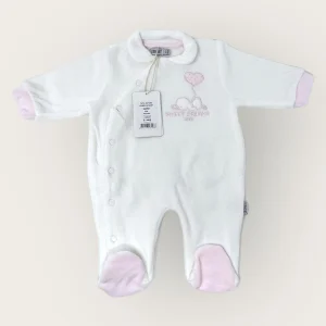 Irge Baby Tutina Baby Femminuccia In Morbida Ciniglia -di Cotone- Ricamata  Art. Rmp07