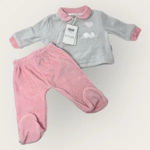 Irge Completino 2 Pezzi Clinico In Morbida Ciniglia -di Cotone- Ricamata  Art. Cmp13