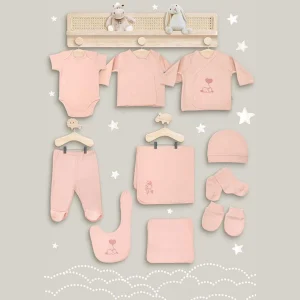 Irge Set Regalo 10 Pezzi Coperta - Body - 2 Maglie - Ghettina - Bavetta - Cappello - Guanti - Calzini - Fazzoletto Art. Bor01